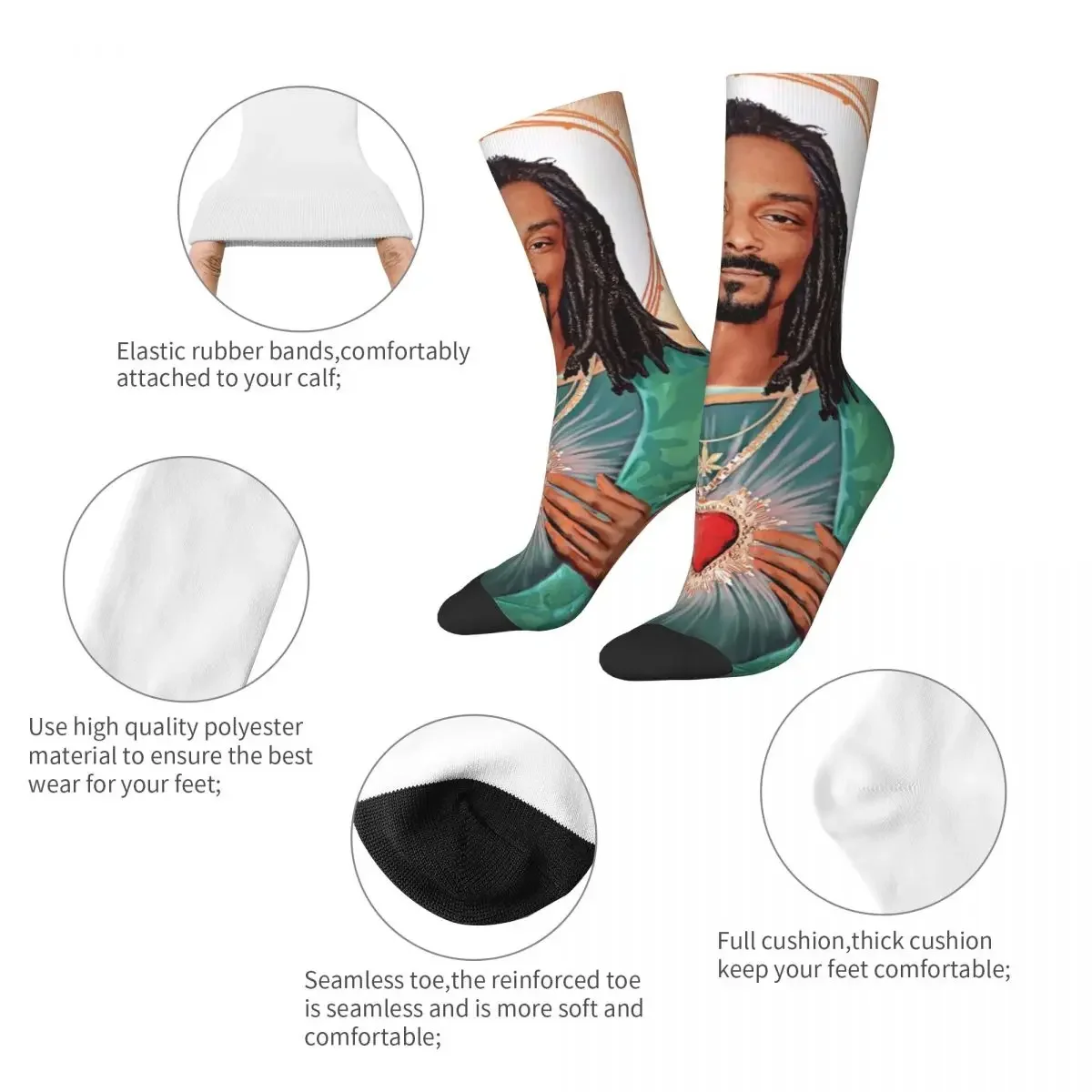 Autumn Winter Funny Men's Women's Jesus Snoop Dogg Socks Sweat Absorbing Crew Socks