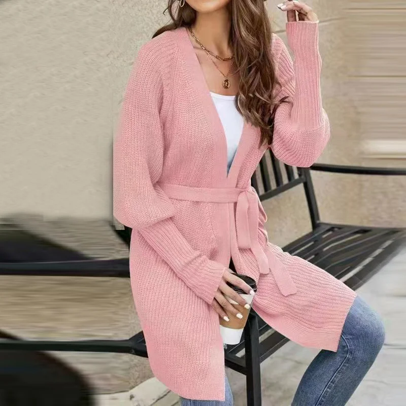 

sweaters for women 2023 new fall winter clothes long cardigan pink knit long sleeve top sweater korean style korean fashion