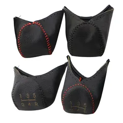 Leather Car AT MT Gear Head Shift Knob Cover Gear Collars for Mitsubishi Outlander Lancer Evolution Pajero ASX Accessories