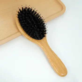 Peine de bambú natural con cerdas de jabalí, cepillo portátil de madera con cojín de aire, desenredante del cuero cabelludo, herramientas de peluquería 10 best sales Cepillo de pelo portátil - №7