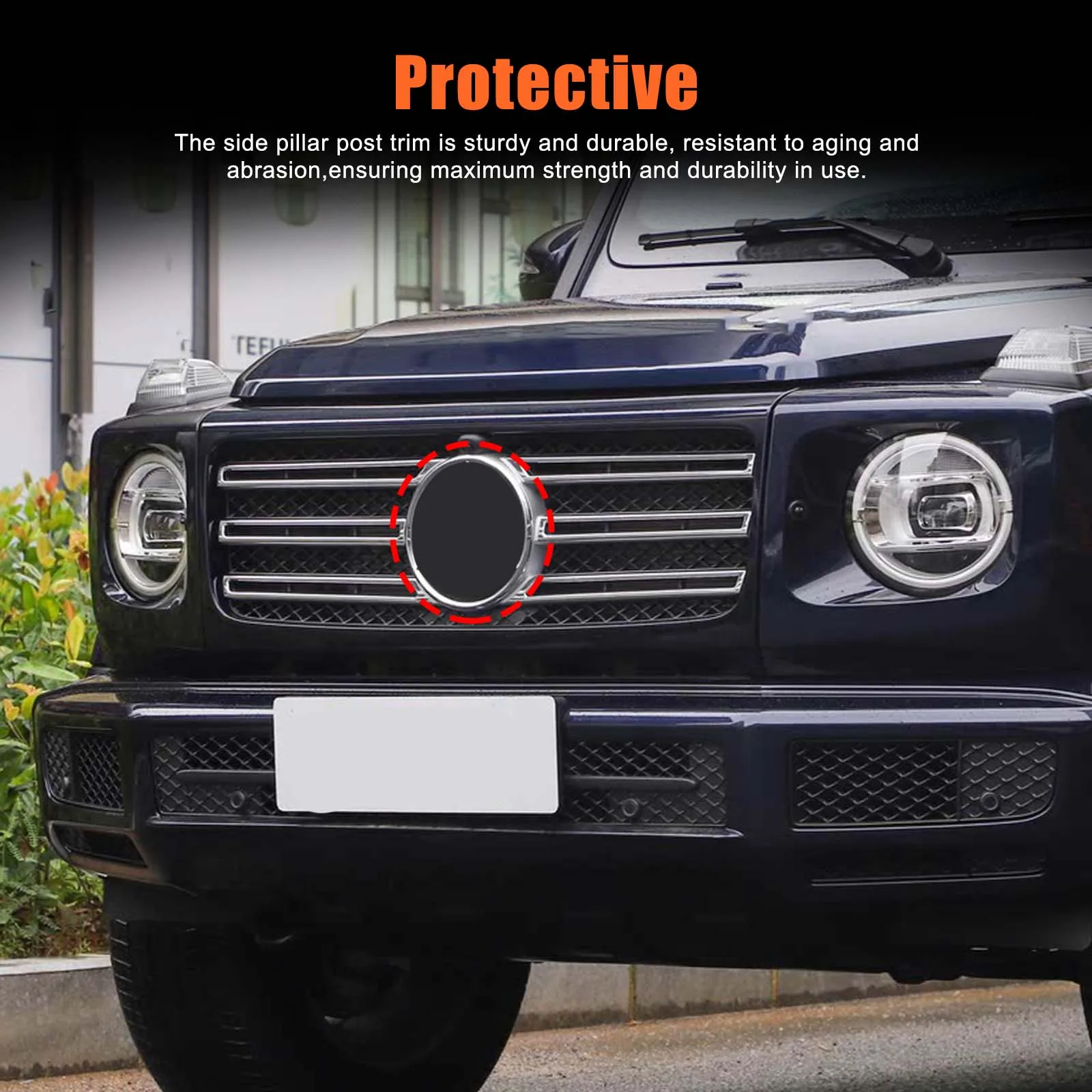 لمرسيدس بنز G-Class W463 2019 + ABS شعار السيارة الأمامي شعار شارة حلقة الديكور غطاء الملحقات الخارجية