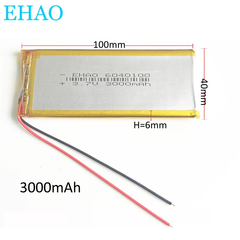 3.7V 3000mAh 6040100 polimerowa litowo-LiPo akumulator do tabletu z systemem MP3 GPS DVD moc lampy laptopa