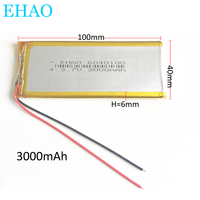 3.7V 3000mAh 6040100 Polymer Lithium LiPo Rechargeable Battery Cell For MP3 GPS DVD Tablet PC table Lamp Power Bank Laptop MID