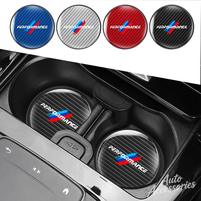 Carbon Fiber Car Water Cup Pads Anti-Slip Coasters For BMW Performance E28 E30 E36 E39 E46 E60 E64 E70 E85 E87 E90 F10 F20 M3 M5