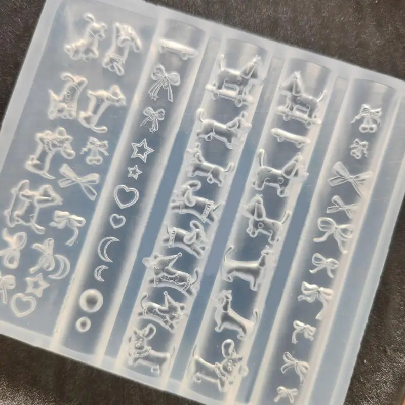 91AF مسمار تصميم قالب مسمار الفن سيليكون ختم رائعتين الألماني وأنماط Bowknot سيليكون أداة صياغة للتزيين