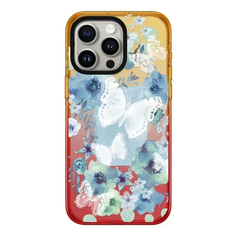 

Colorful Butterfly Peach Gradient Border 2.0 Acrylic Phone Case Cover for IPhone 11 12 13 14 15 Pro Max Case