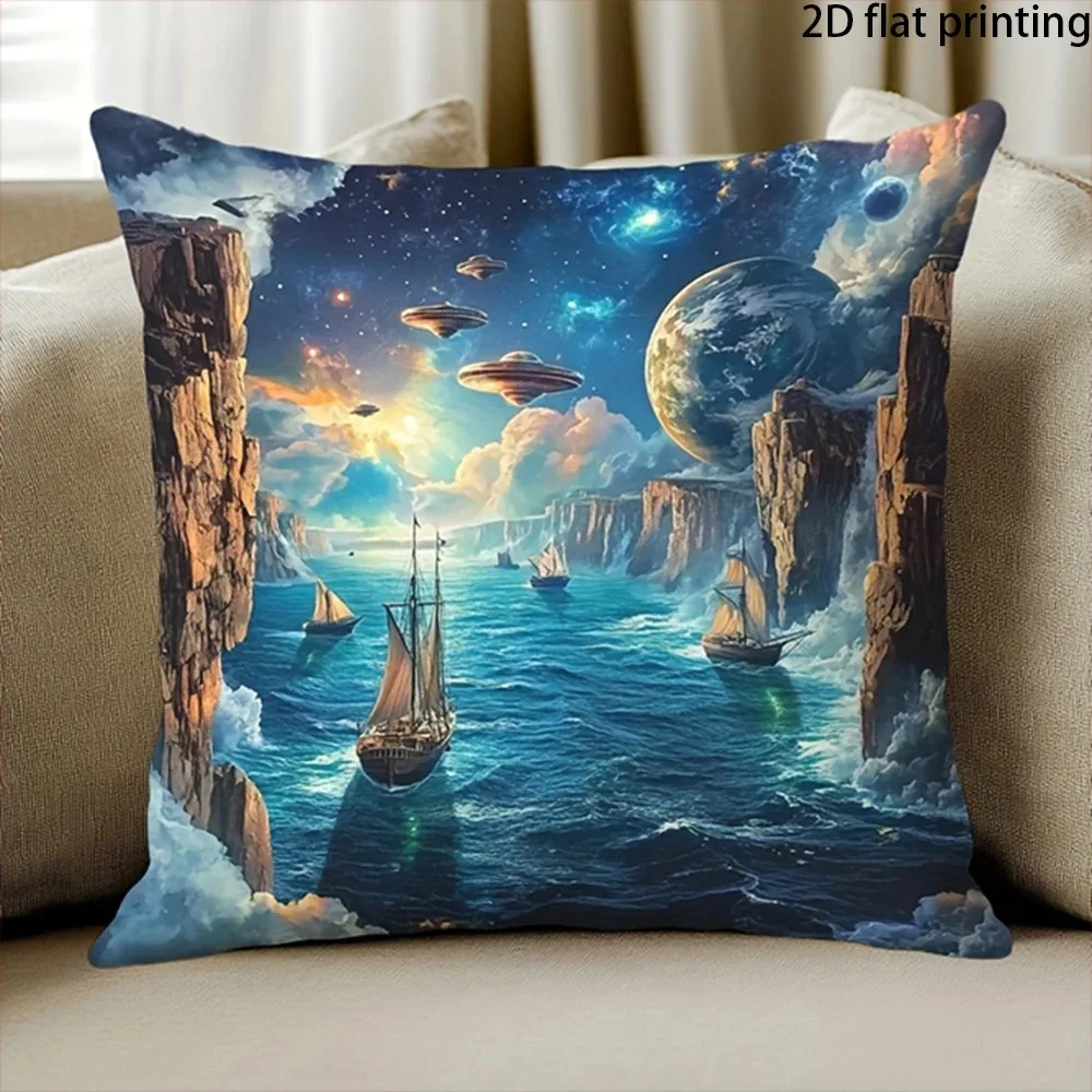 

Horse Sunset Pillowcase 2D Flat Printed Peach Skin Animal Landscape Cushion Cover Decorative for Sofa Farmhouse Home Decor