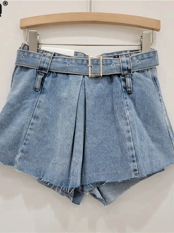 

[EWQ] European Style Loose High Waist All-match Short A-line Denim Pants 2024 Women's Summer New Fashion GZ420