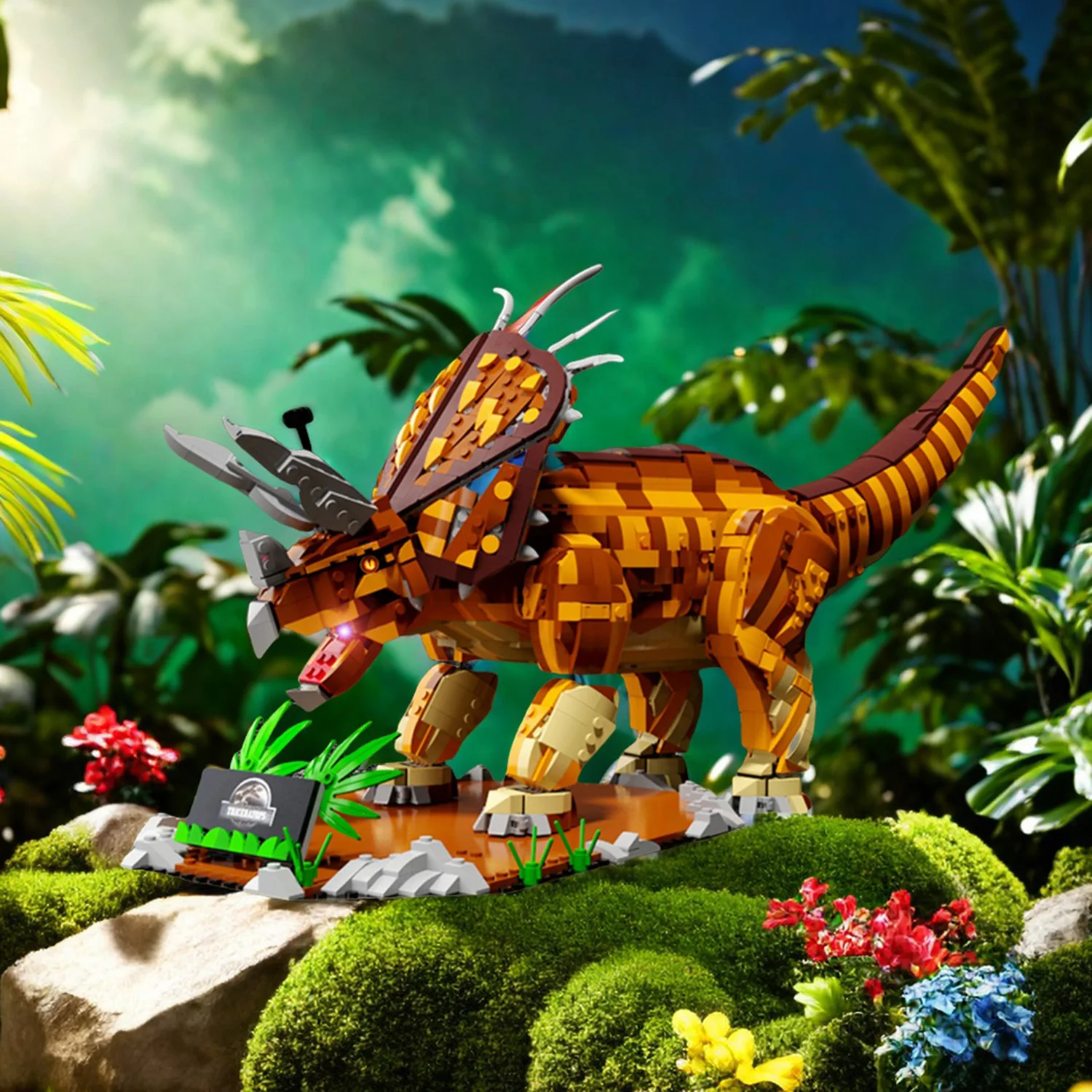 2116PCS ไดโนเสาร์อาคารบล็อกของเล่นขนาดใหญ่ Triceratops ประกอบปริศนาอิฐชุดของเล่นสําหรับเด็กเครื่องประดับของขวัญ