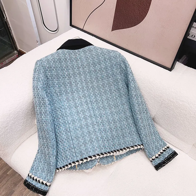 2025 new fashionable lapel bow celebrity high-end temperament design tweed jacket + skirt suit