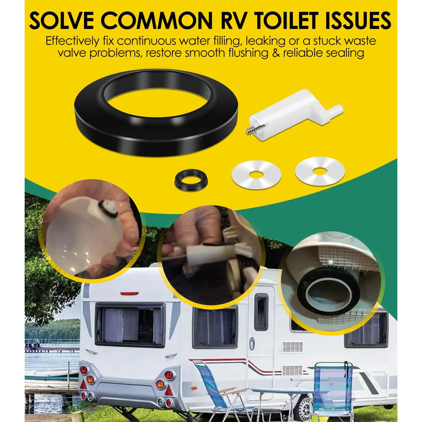 42048 Abwasserball-Antriebsarm-Kit, Reparaturset für Wohnmobil-Toiletten, passend für Thetford Aqua Magic Style Lite/I/Plus Toiletten, Flanschdichtung, Antriebsarm – Detail 6