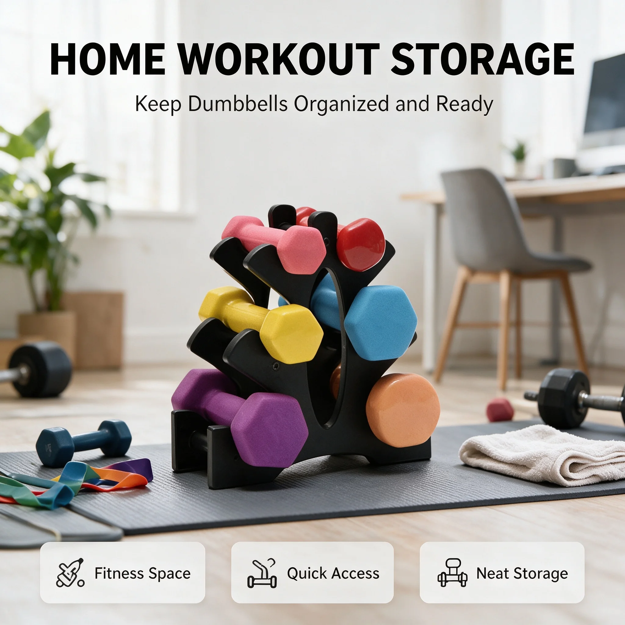 Home Gym For Small Spaces - Suporte Portátil para Halteres (1 unidade)
