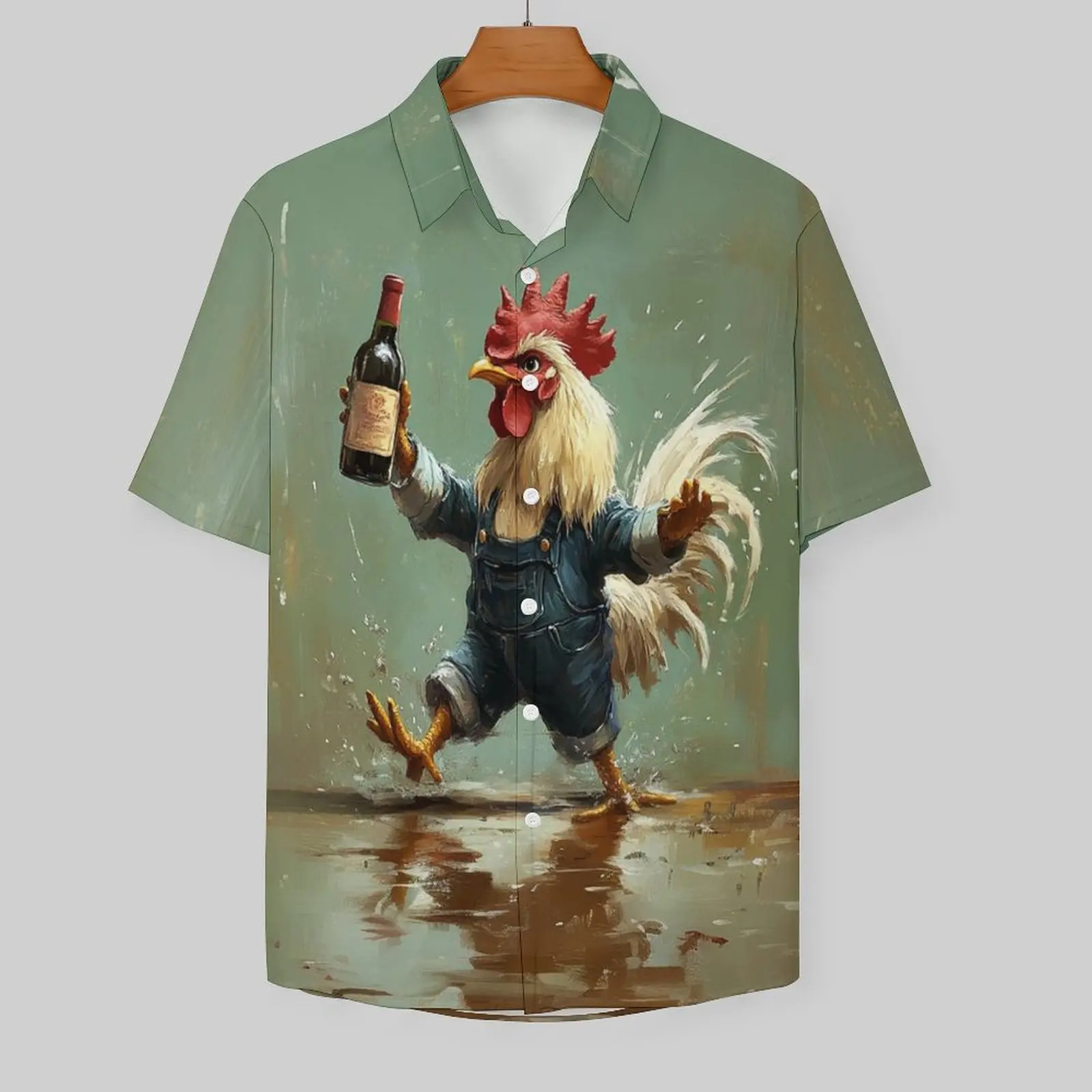 Men's Shirts 3D Rooster Print Clothes Funny Button Short Sleeve Streetwear Shirt For Men Casual Pattern Hawaiian Daily Clothing