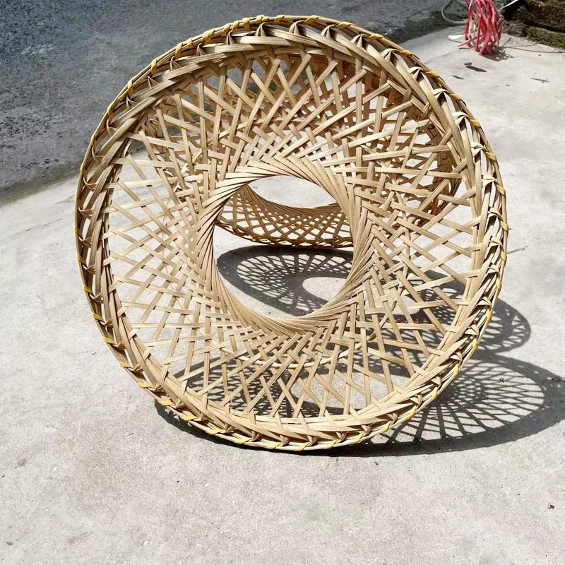 Chinese Traditional Bamboo Straw Bucket Hat Retro Kung Fu Warrior Cap Outdoor Windproof Sun Hat For Travel Fishing