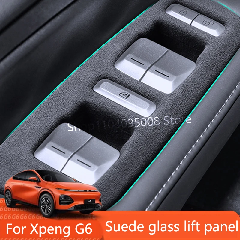 

For Xpeng Xiaopeng G6 2023 2024 Suede Glass Lift Panel Cover Carbon Fiber Pattern Decoration Stickers Decal Interior Accessories