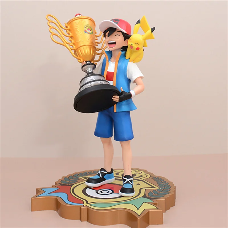 2024 nowy 26cm mistrz Pokemon Pikachu Ash Ketchum Model kreskówki kolekcja modeli z pcv ozdoby na biurko prezenty