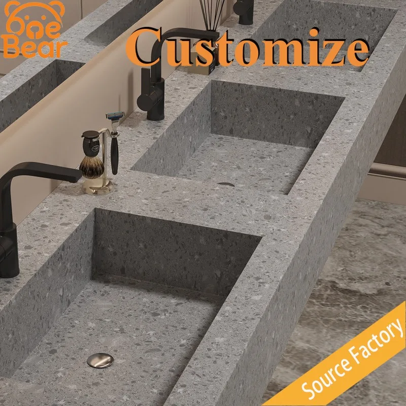 Rectangle Carrara Marble Countertop Sink Undermount Stone Wash Basin Luxury Natural Marble Bathroom Sink for Vanity Cabinet