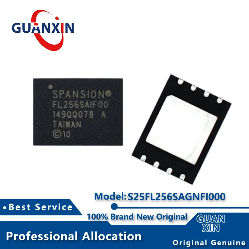 

100% New Electronic S25FL256SAGNFI000 S25FL256SAGNFI001 S25FL256SAGNFI003 Marking FL256SAIF00 WSON-8 S25FL256