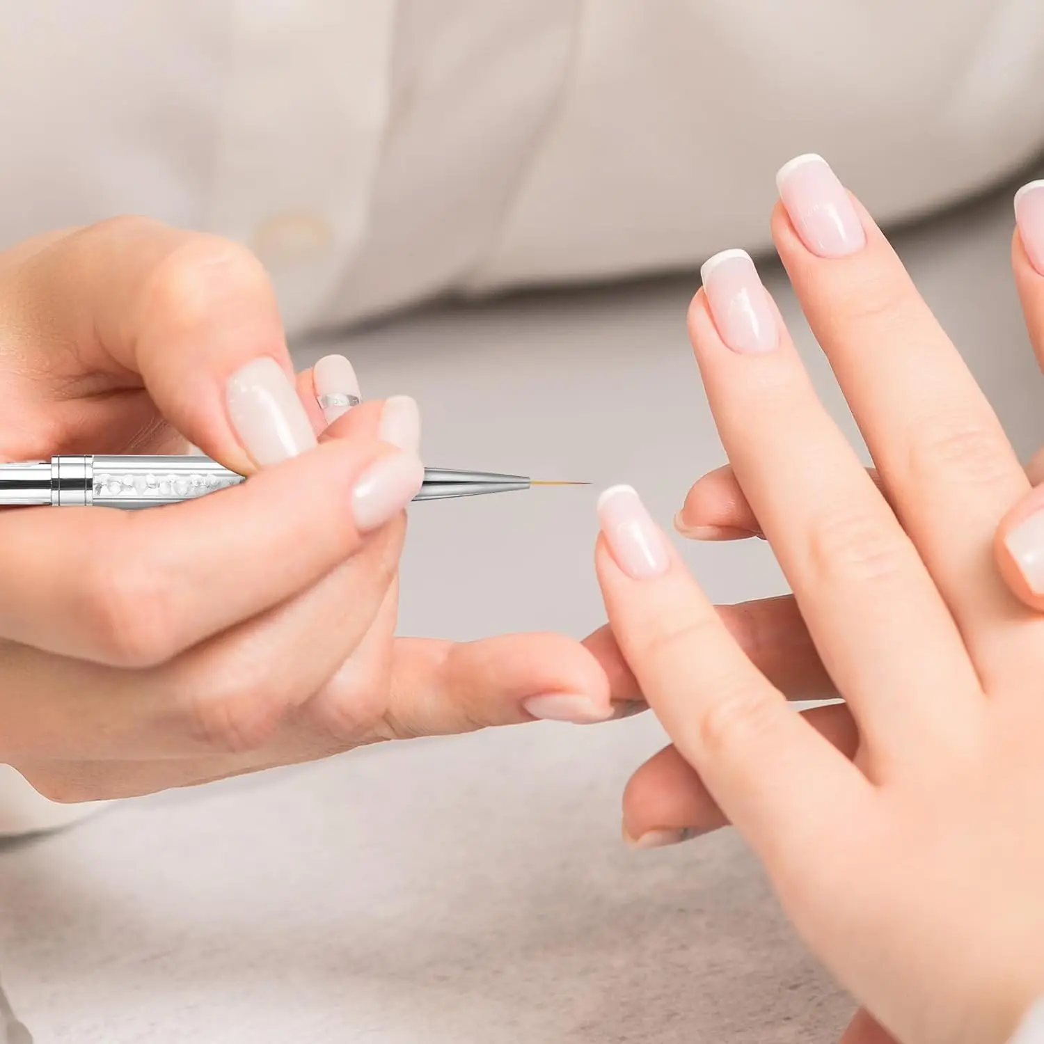 2本セット ダブルエンド ネイルアートブラシ オーバル ジェルネイルブラシ ラインストーンハンドル フレンチチップ ネイルジェルライナーブラシ デザインネイル用