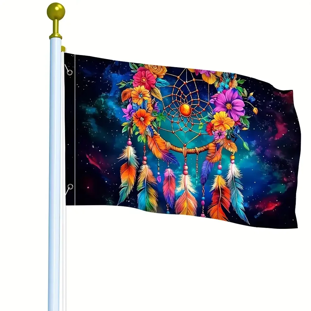 Vibrant Dream Catcher Garden Flag Cosmic Floral Polyester Outdoor House Yard Decor
