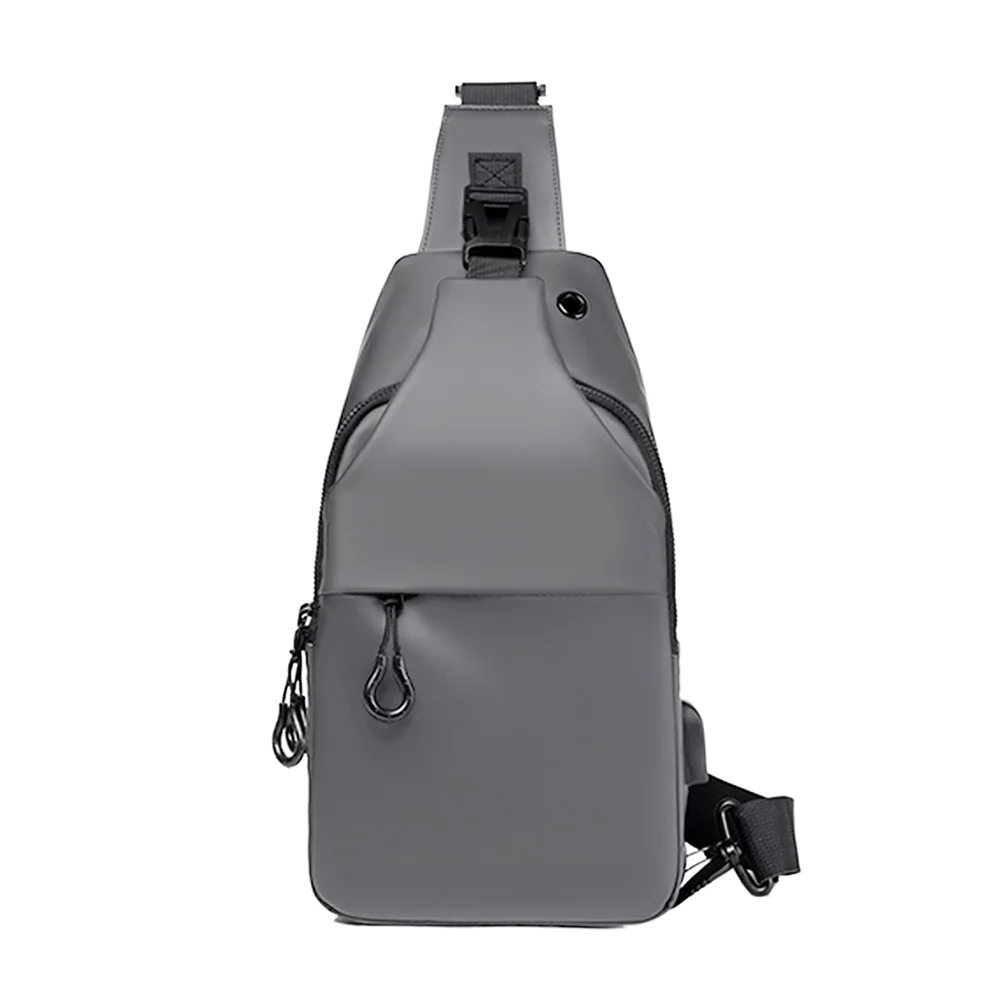 Men Cross body Shoulder Sling Backpack Chest Bag with USB Charge Port Nylon Fashion Motorcycle Rider Male Messenger Side Bags