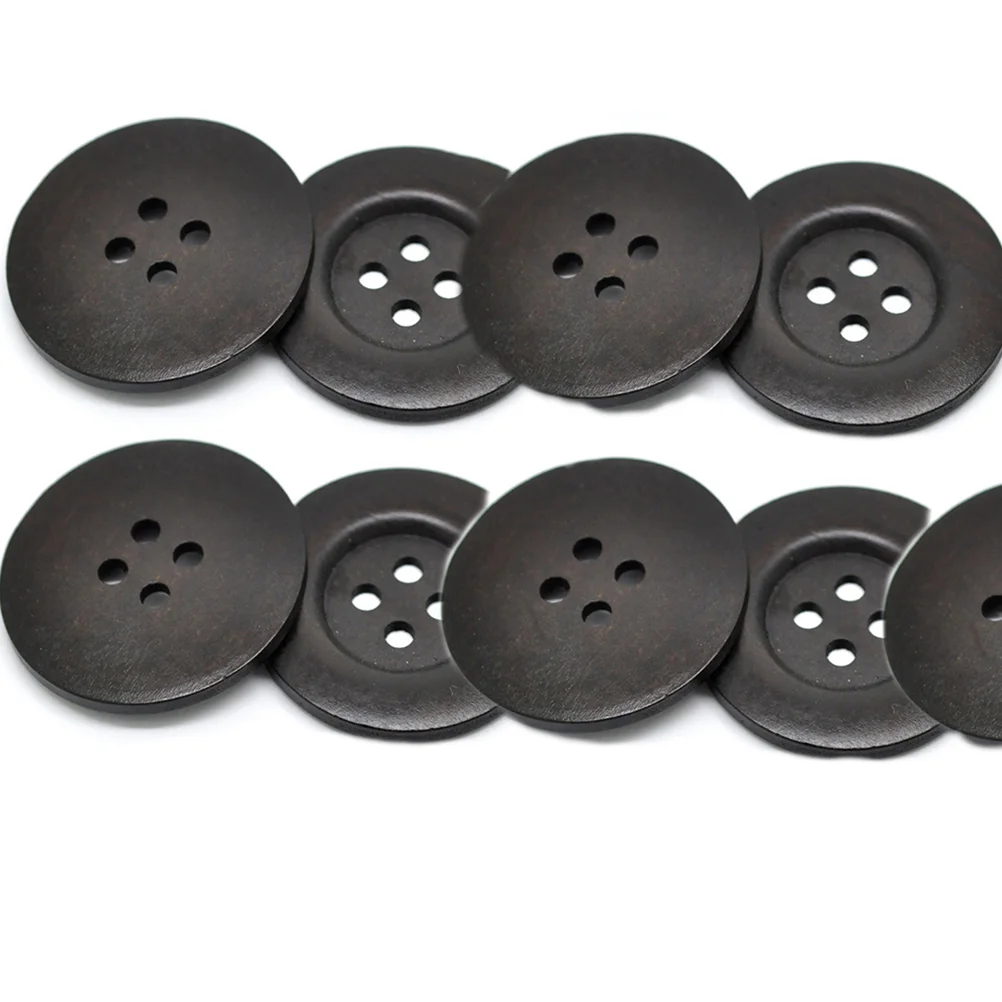 10PCS 50MM Round Sag Four Holes Decorative Buttons For Sewing Scrapbooking Crafts (Brown) wood buttons