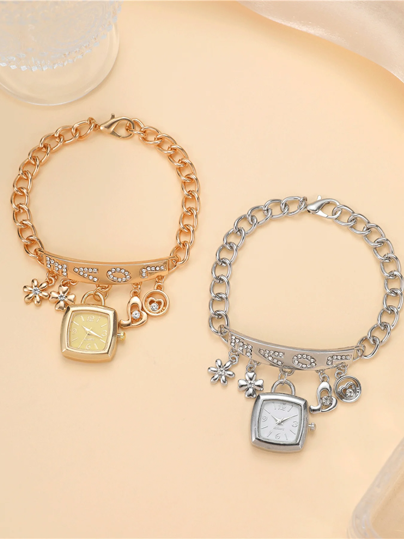 

Изысканный набор часов из 2 предметов со стальной полосой из нейтральной стали для женщин, пар, мужчин, набор кварцевых часов