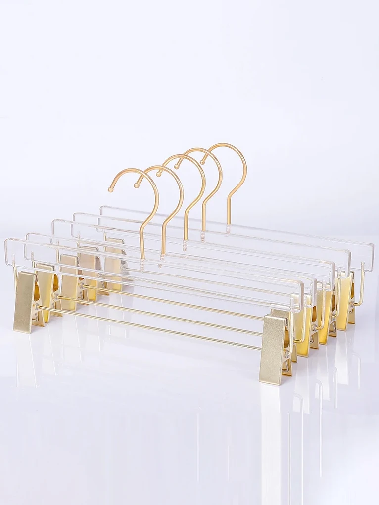 

5/10PC Acrylic Clothes Hanger Pants Organizer,Transparent Trouser Hanger for Skirt Clips Wardrobe Space-saving High Quality
