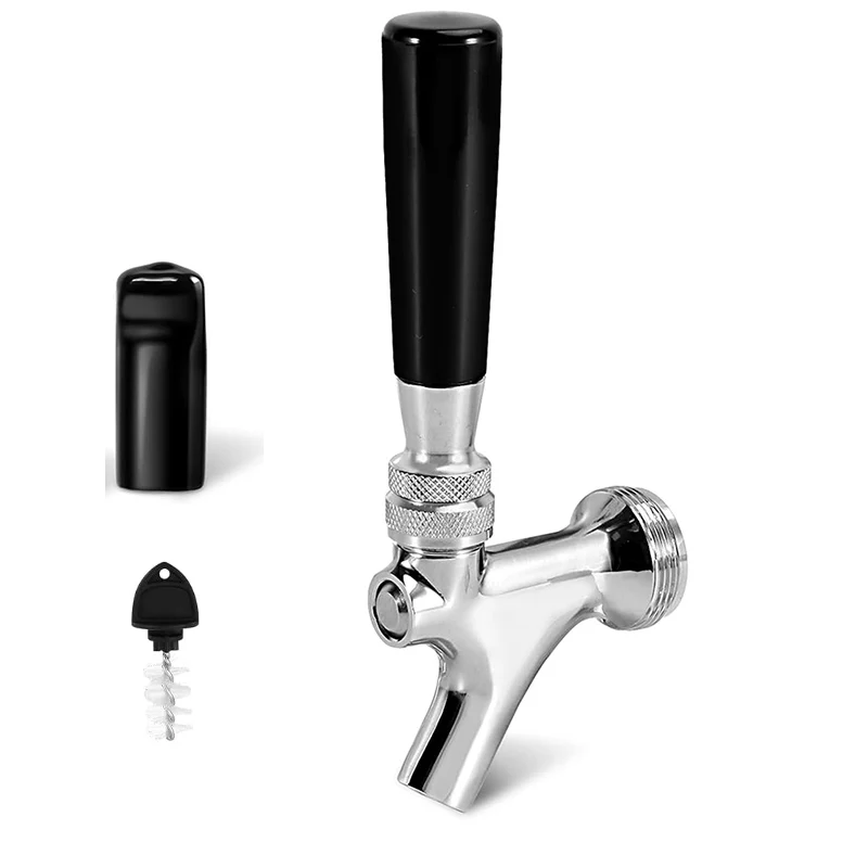 Draft Beer Tap Stainless Steel Core Keg Faucet Commercial Kegerator Tap for Beer Dispenser with Beer Tap Handle & Tap Plug