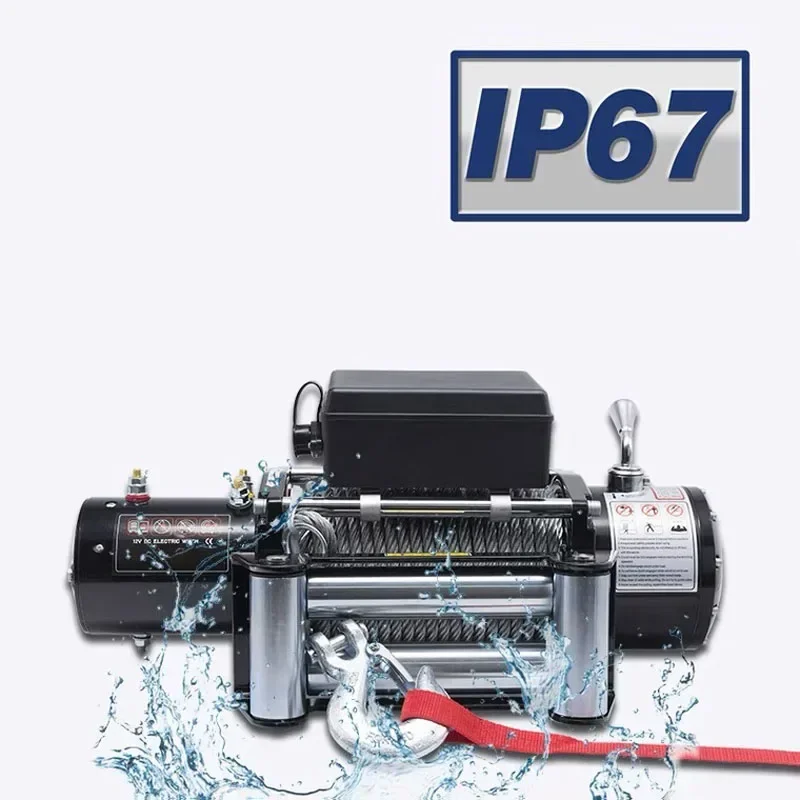 Cross-border13000LBS 5897.5Kg 12V Electric Synthetic Rope Winch Gear Train Roller Fairlead.