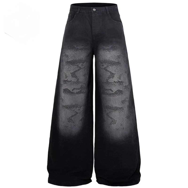

Men Vintage Baggy Jeans Black Loose Wide Leg Denim Pants Streetwear Harajuku Hip Hop Jeans Trousers for Male