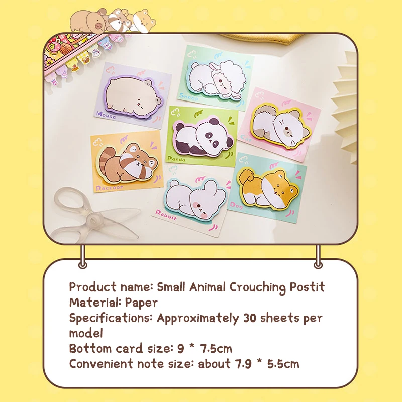 Cartoon Dieren Plakbriefjes Pad Om Lijst Schattige Dagboekplanner Sticker Deco School Kawaii Briefpapier