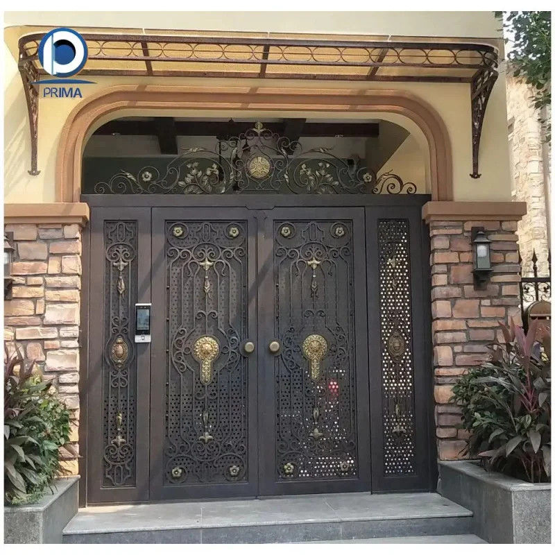 custom.Foshan Factory Directly Supply Wrought Iron Courtyard Door Double-open Gate Yard Fence /Manual Door