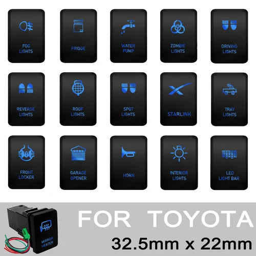 1 unidad de foco de alimentación 3A 12V, batería auxiliar, interruptor de empuje Led azul con conector de cableado para Toyota Kluger/Highlander Toyota 4Runner