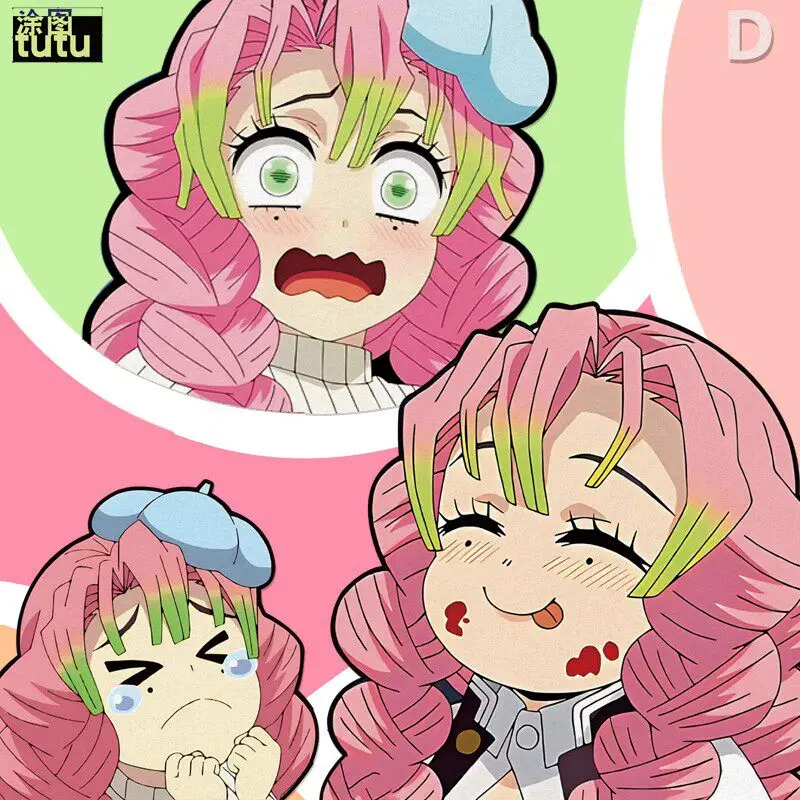 Ghost Exterminating Blade Ganlu Temple Honey Glass Peripheral Cartoon Anime Scratches Block Reflective Motorcycle Stickers