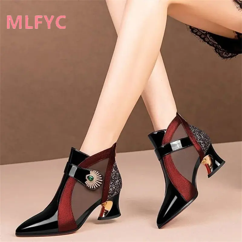 Autumn 2023 new style thick heel fashion pointy single shoes women breathable comfortable high heels temperament vintage shoes