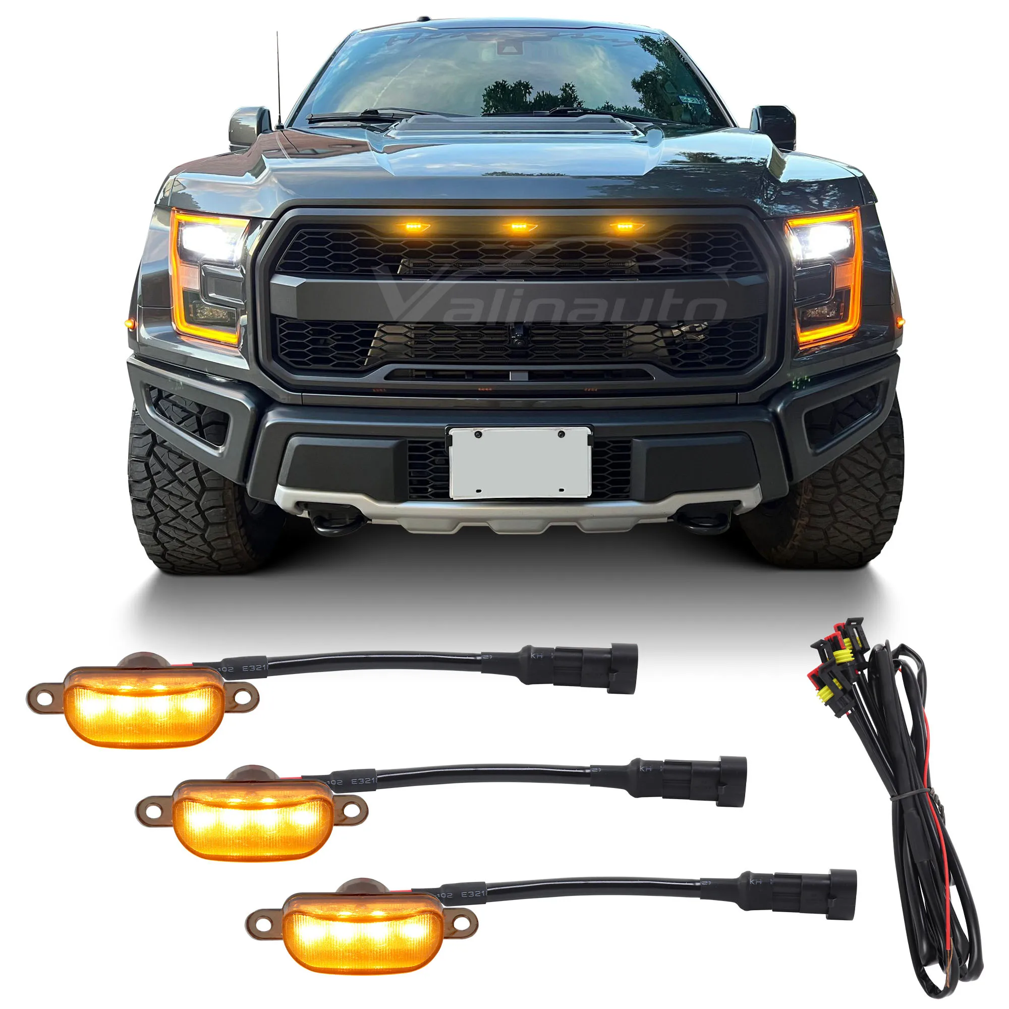 Car Front Led Lights Lamp Bumper Hood Grille Running Light For Ford F150 2004-2019 for RAM 1500 Raptor 2013-2018
