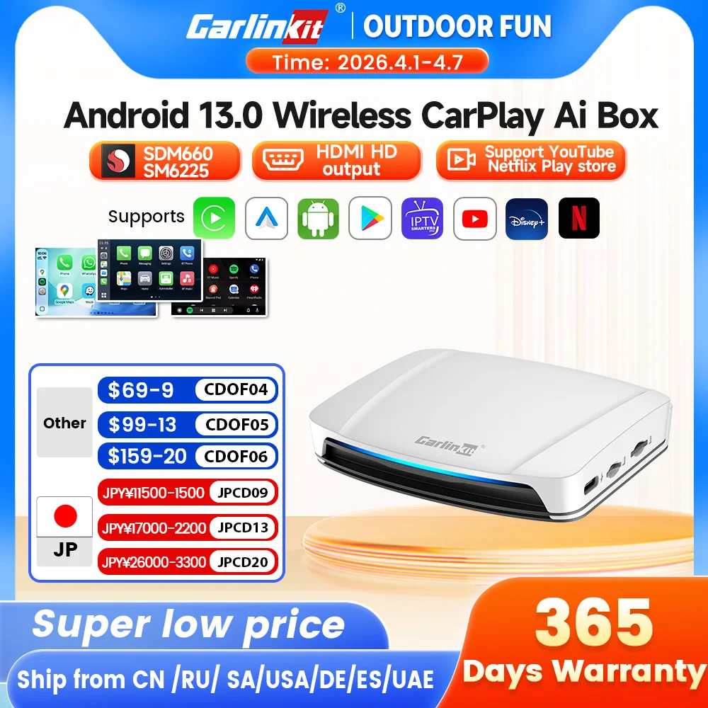 

8 + 128G Carlinkit ТВ-приставка Android 13 Беспроводная автомобильная коробка Carplay Мини Android Авто Беспроводной адаптер Qualcomm 8 ядер Fota Обновление HDMI