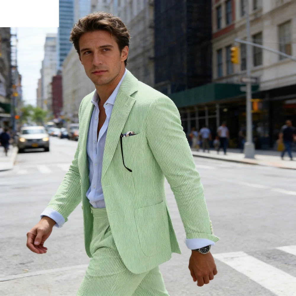 

Мужской формальный смокинг из двух предметов из хлопкового хлопка с лацканами, куртка и брюки, повседневный пиджак, приталенный крой для свадебной вечеринки