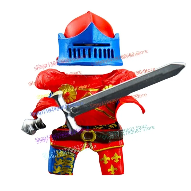 

Строительные блоки MOC, мини-фигурка, винтажная красная броня, воин, мультяшная сборная модель, орнамент, декоративная игрушка, подарочная коллекция