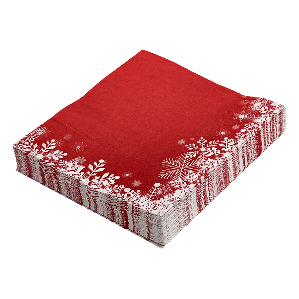 20 Sheets Winter Christmas Napkins Red Decorations Paper Holiday Bathroom Hand Towels