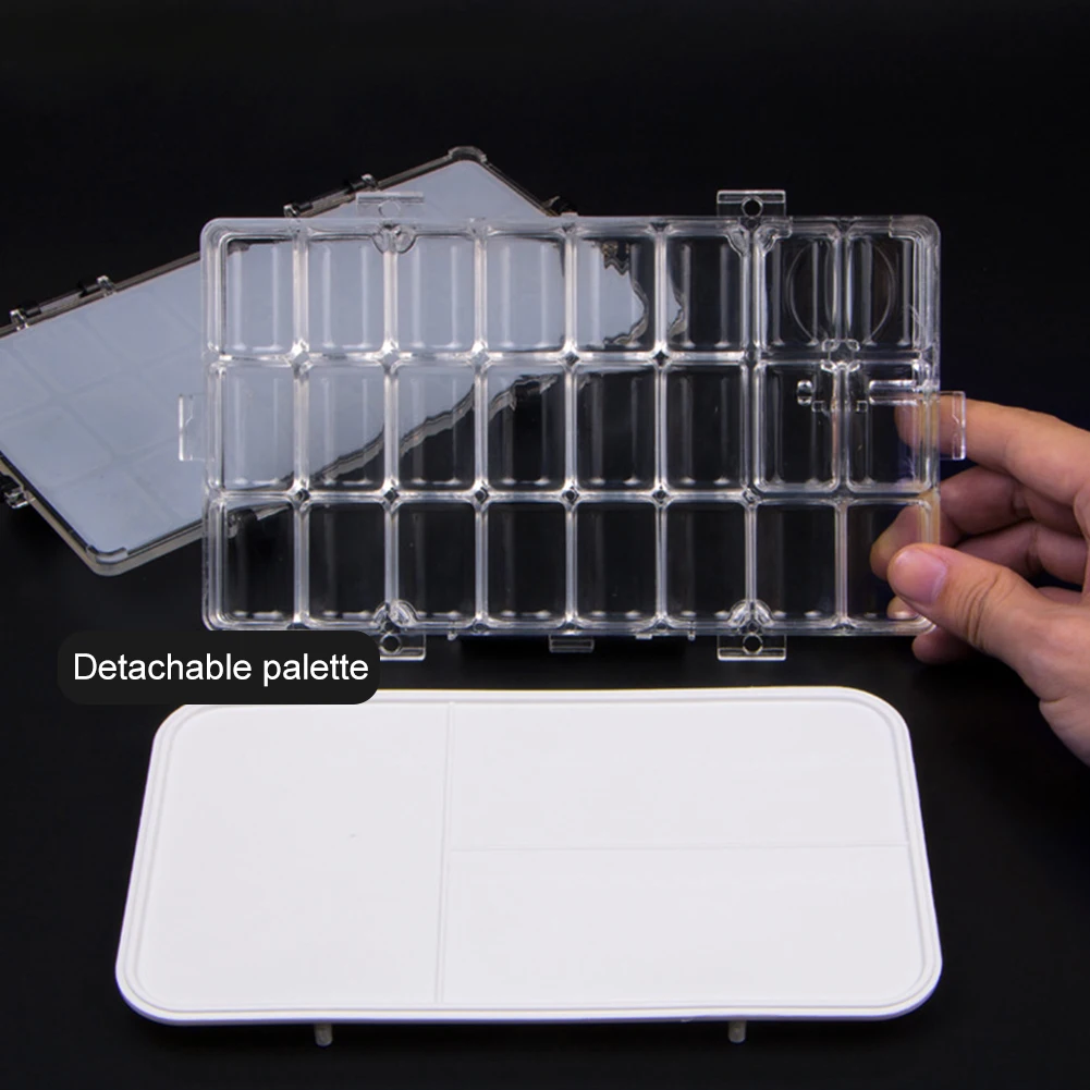 ถาดใส่สีงานฝีมือ DIY แบบพกพามีฝาปิดเปียก24นิ้วสำหรับสีน้ำพลาสติกทนทานงานปิดผนึกงานฝีมือขนาดกะทัดรัด