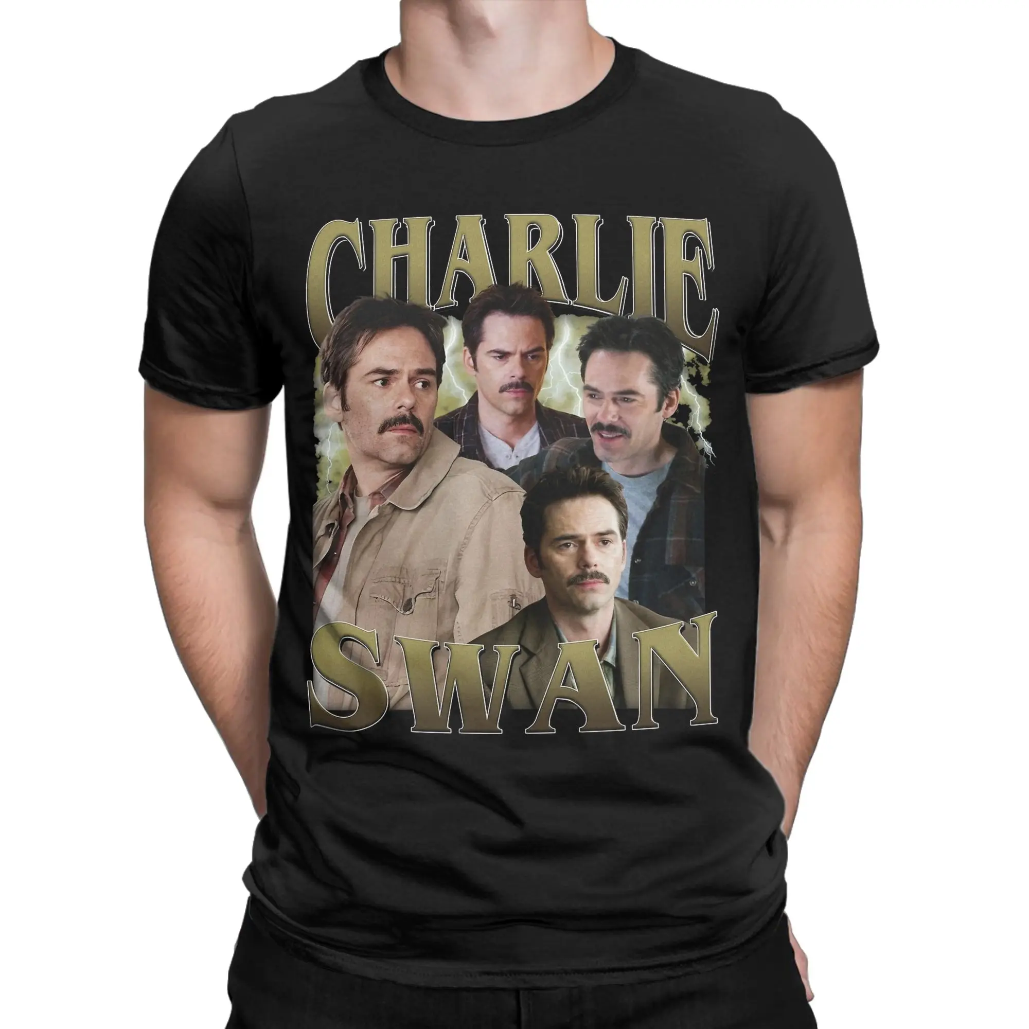 Funny Charlie Swan Twilight Saga Billy Burke T-Shirts Men O Neck Cotton T Shirt  Short Sleeve Tees Printed Clothes