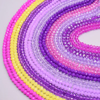 6mm 8mm AB color Rose Red Pink Purple Dyeing Rondelle Crystal Glass Beads Flat Faceted Loose Spacer Beads for Jewelry Making DIY