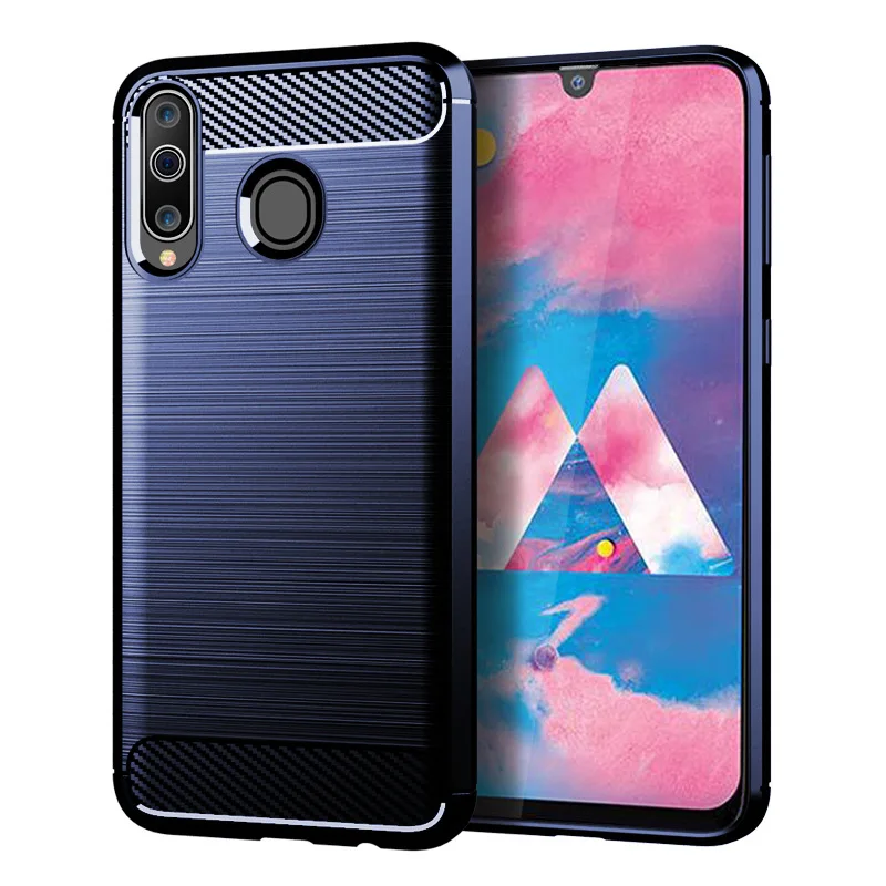 Shockproof Silicone Case for Samsung M30 Galaxy A40S Carbon Fiber Back Cover for galaxy m30 a40s Brushed Matte Cases