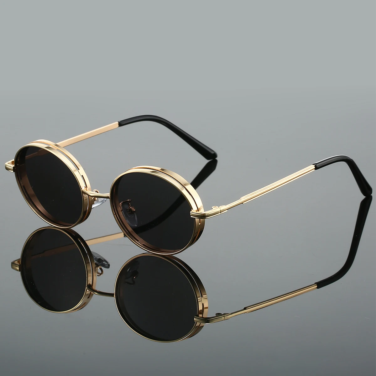 KAMMPT Oval Punk Sunglasses Men 2024 Fashion Gradient Multi-color Outdoor Shades Women Trendy Luxury Brand Design Sun Glasses