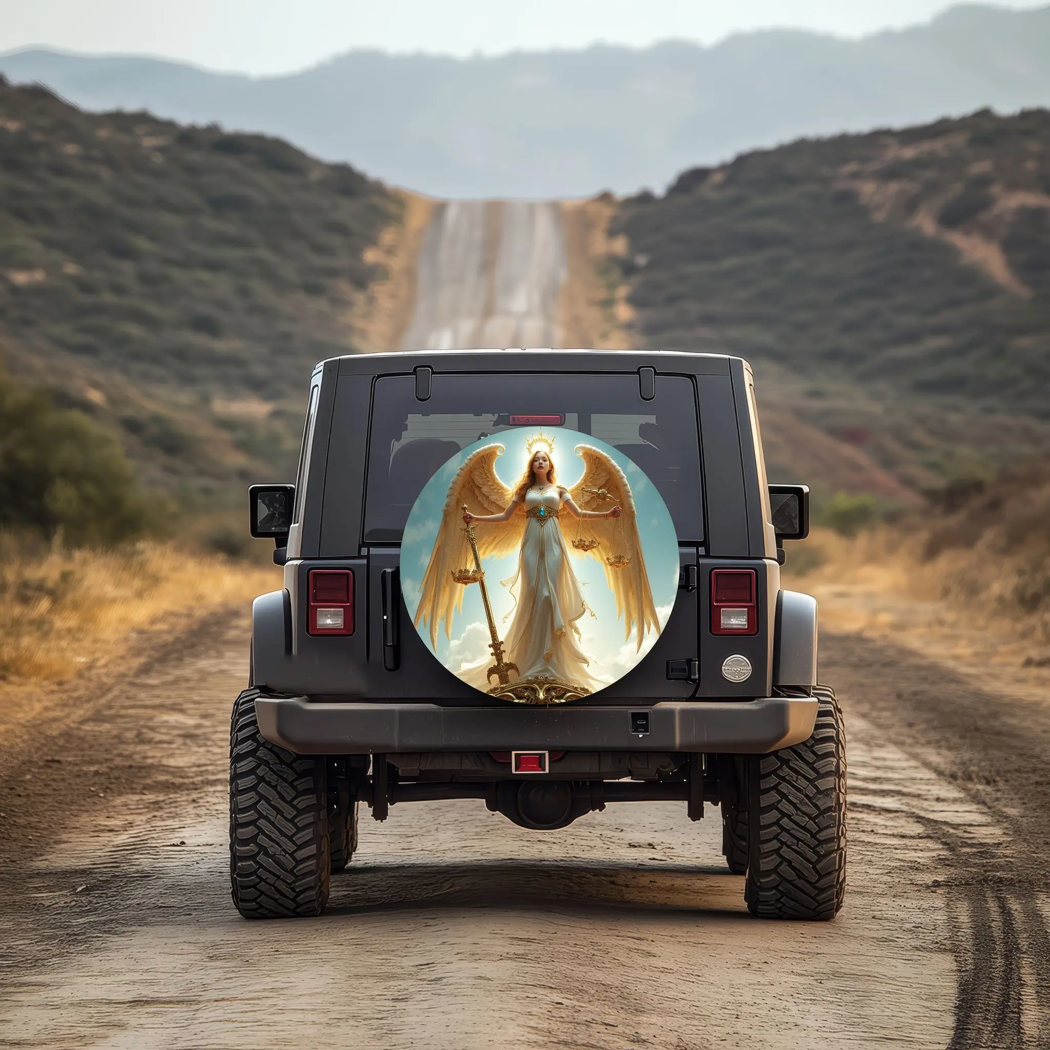 

Angel with Scales Tire Cover Spiritual Christian Jeep Spare Wheel Protector Durable SUV RV