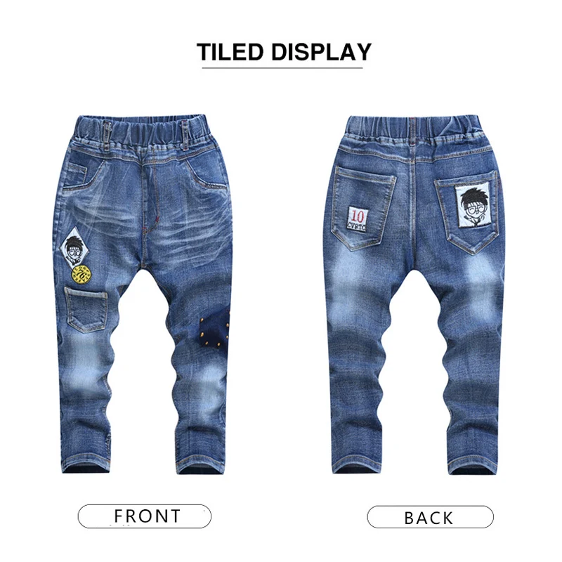 IENENS Fashion Boys Jeans Spring Autumn Long Pants Young Boy Straight Denim Trousers Elastic Waist Pants Cowboy Pants Plus Size