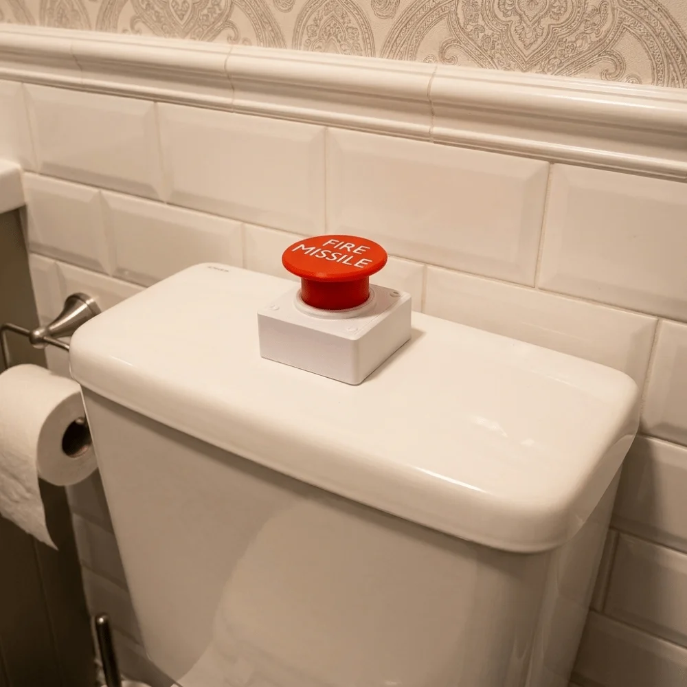 Stylish Space-Themed Toilet Tank Press Button Distinctive Eye-Catching Smooth Pressing Experience Rocket Launch Shaped Button