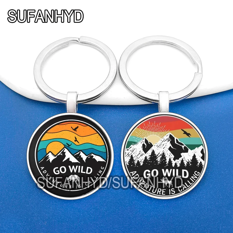 I Love Adventure Keychain for Women Forest and Mountain Key Chains House River Purse Bag Keychains for Friend